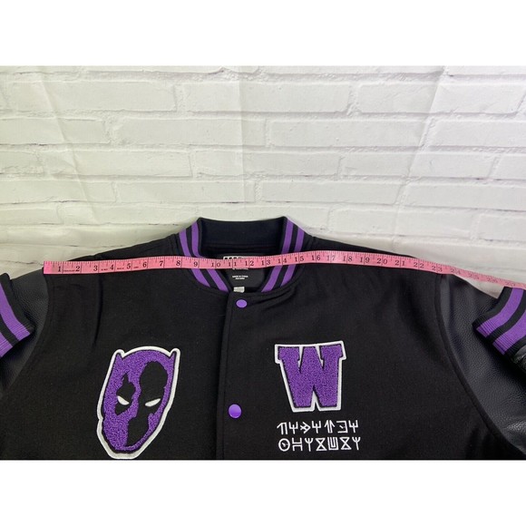 Marvel Black Panther Logo Letterman Varsity Jacket Wakanda Official Mens 2XL - Picture 8 of 13